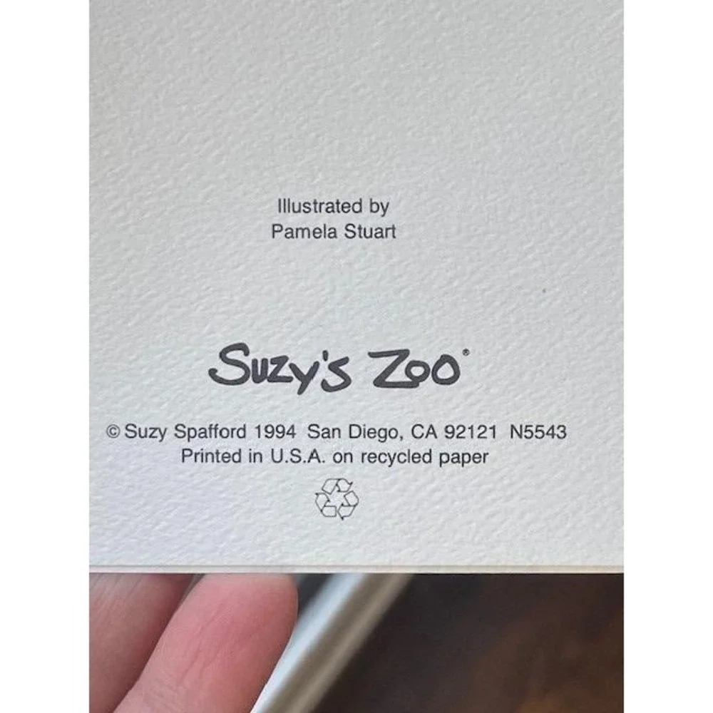Suzy's Zoo Vintage 1994 Bear Writing Note Cards Set of 5 Blank Stationery Green